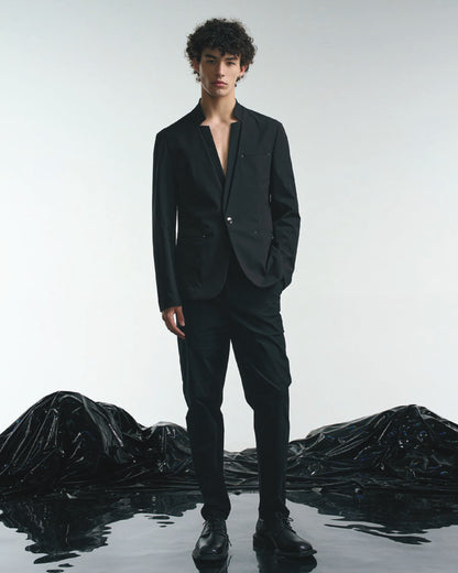 HARRISON WONG / Stand Collar Blazer With Studs - Black