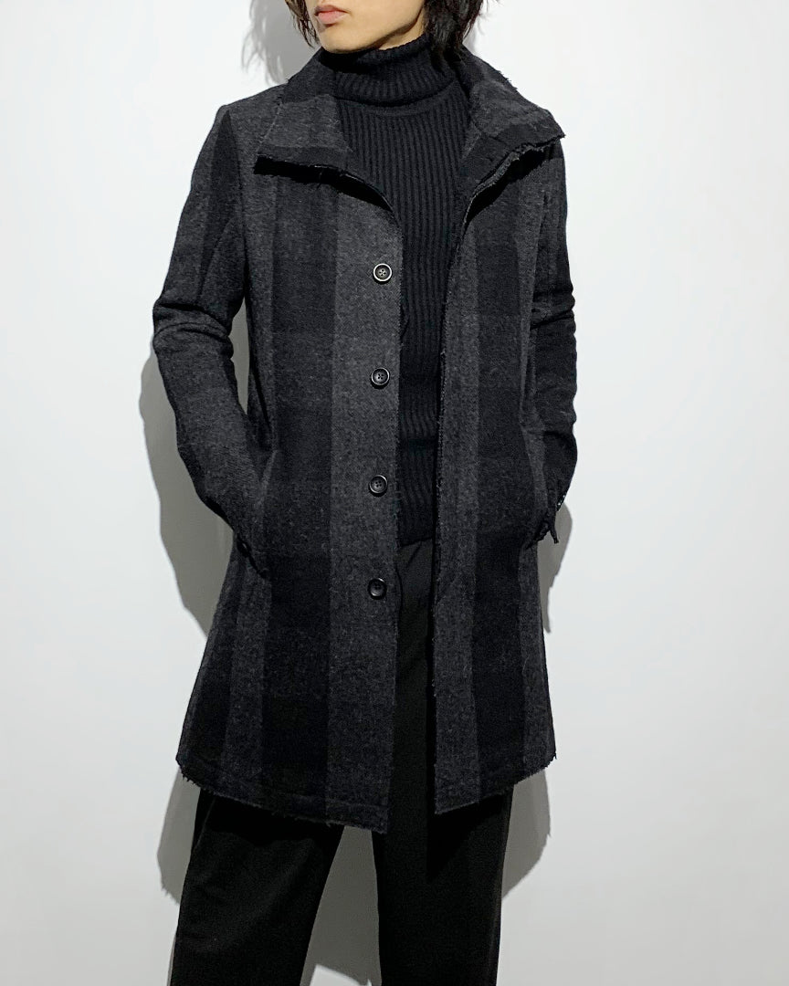 gène par YUKIO MISHIBA / Check Melton Stand Collar Coat