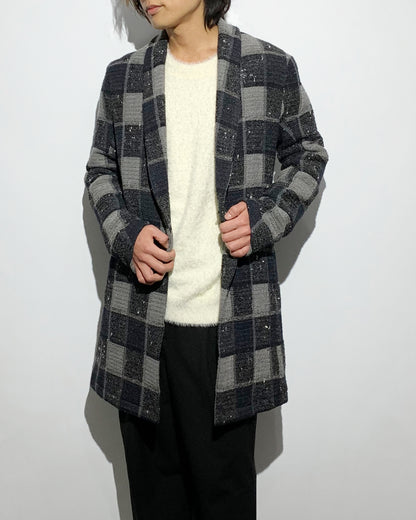 gène par YUKIO MISHIBA / Block Check Tweed Hook Coat
