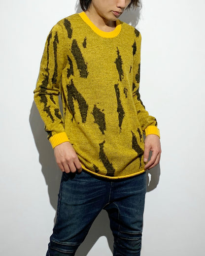 gène par YUKIO MISHIBA / Flake Single Jacquard Knit - Yellow×Black