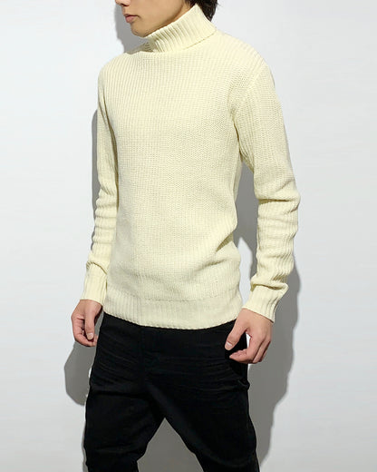 agr / Rib Turtle-Neck KN - Ecru