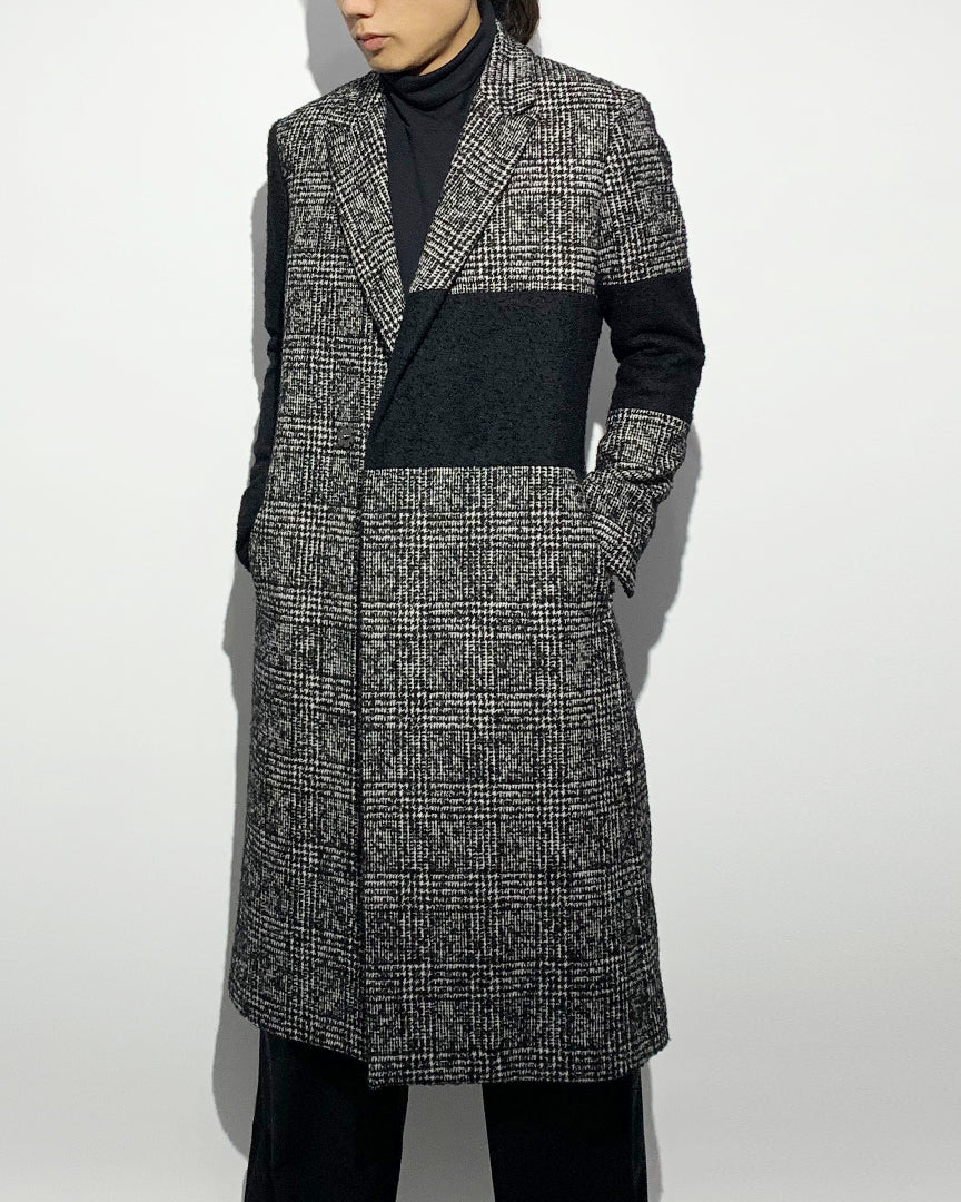 Bennu / Wooly Tweed Switch Long Coat - CHECK