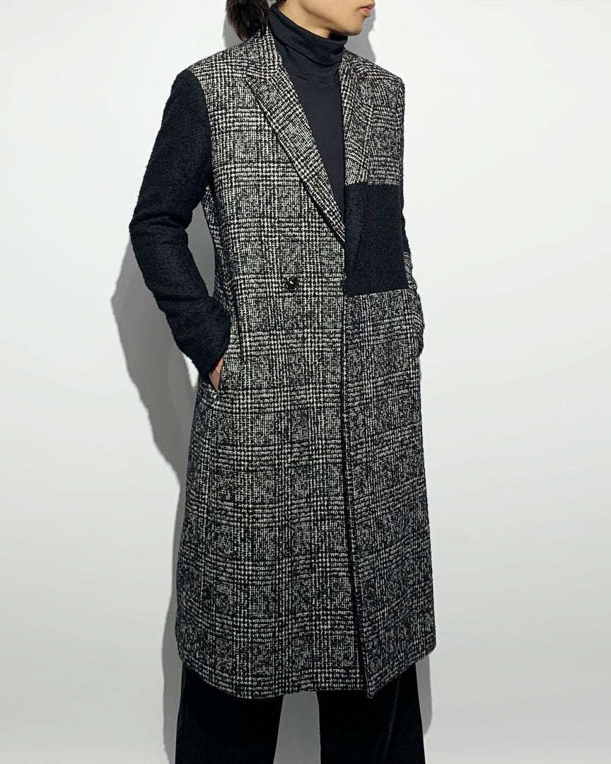 Bennu / Wooly Tweed Switch Long Coat - CHECK