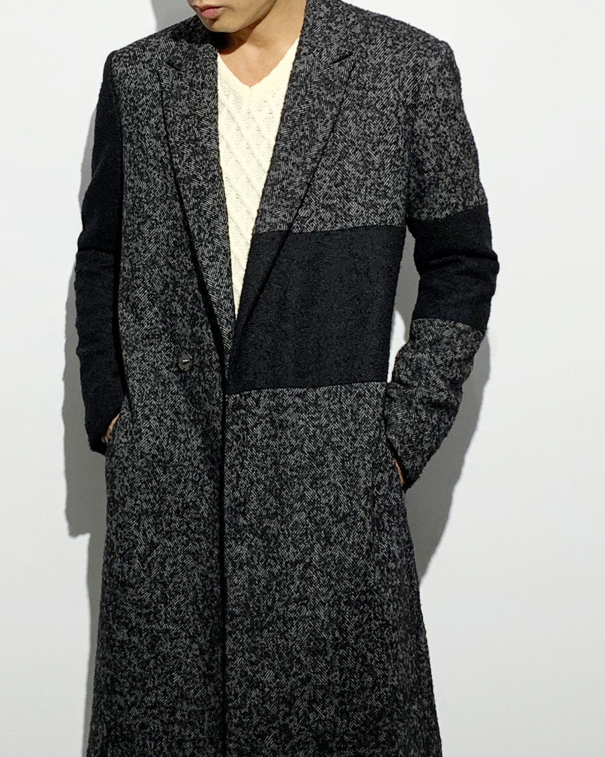 Bennu / Wooly Tweed Switch Long Coat - GRAY