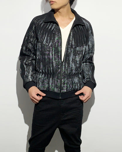 HARRISON WONG / Knit Jacket With Pleats & Brush Print