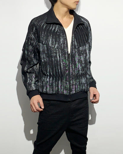 HARRISON WONG / Knit Jacket With Pleats & Brush Print