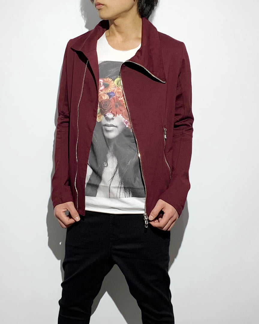 gène par YUKIO MISHIBA / Pleating Jersey Blouson - Burgundy