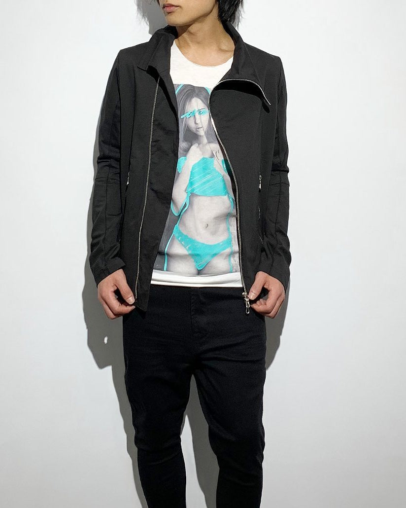 gène par YUKIO MISHIBA / Pleating Jersey Blouson - Charcoal