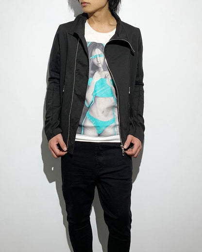 gène par YUKIO MISHIBA / Pleating Jersey Blouson - Charcoal