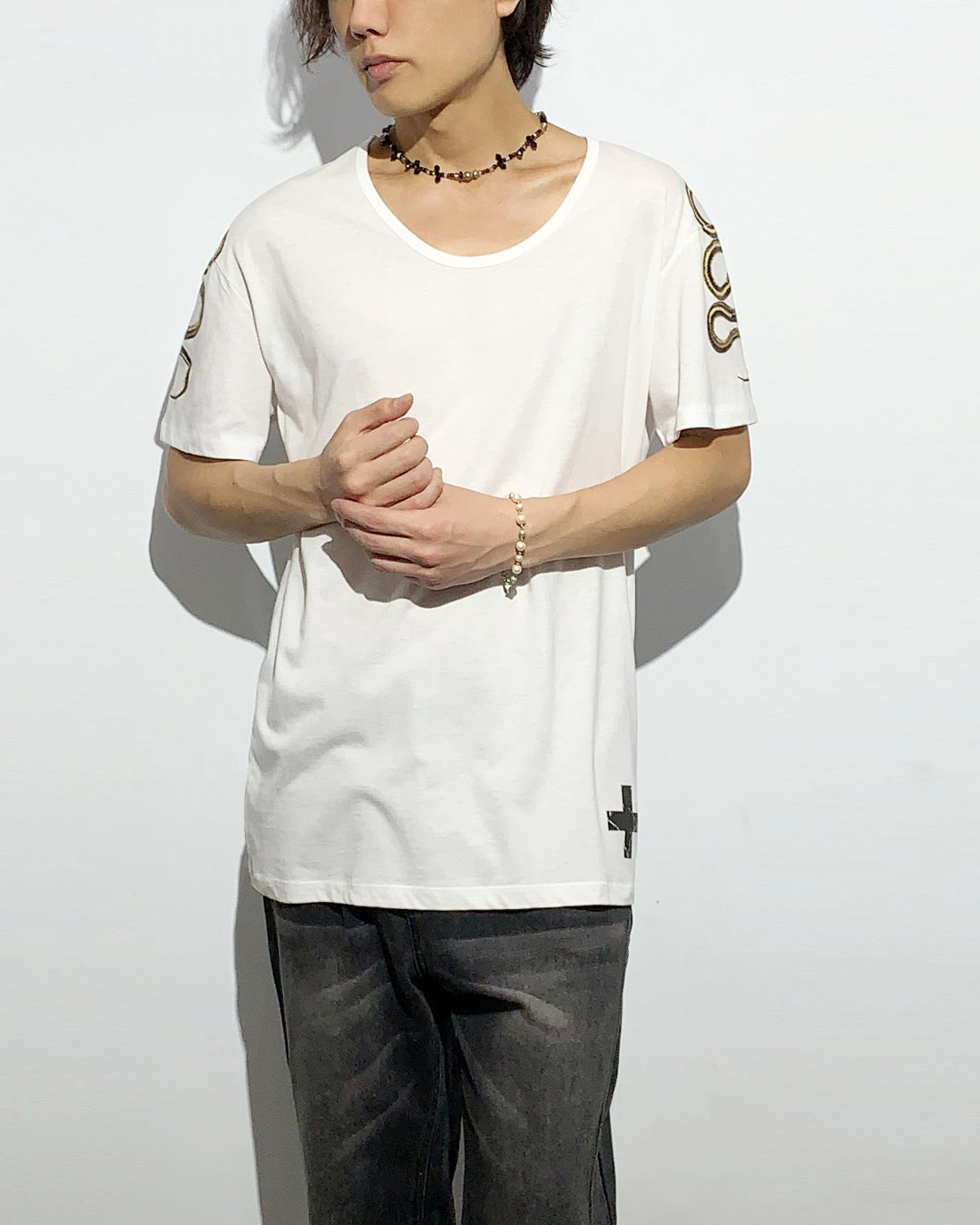 Bennu / Printed Loose Fit Tee - Snake - WHITE