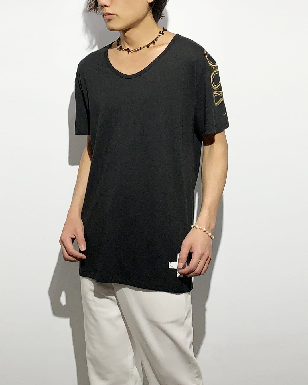 Bennu / Printed Loose Fit Tee - Snake - BLACK
