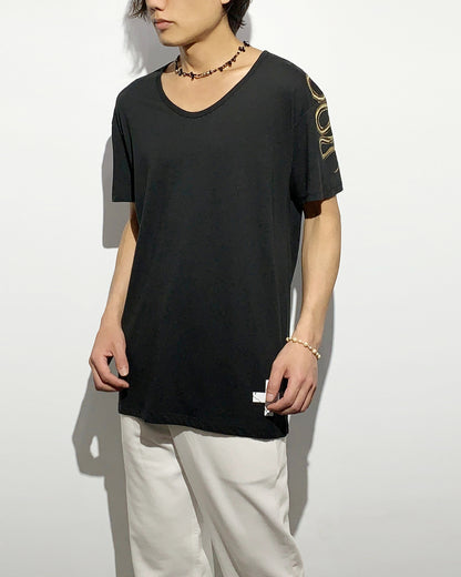 Bennu / Printed Loose Fit Tee - Snake - BLACK