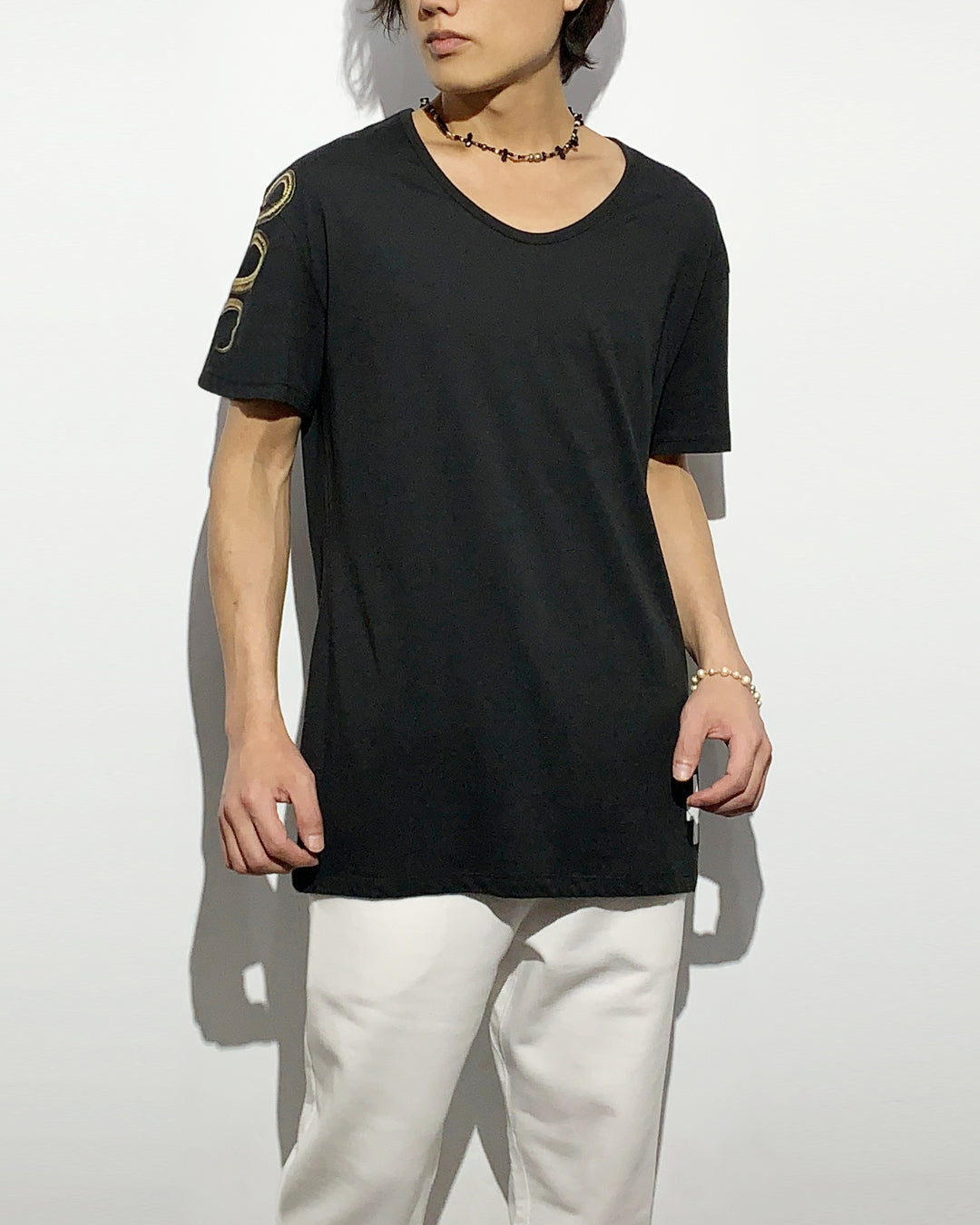 Bennu / Printed Loose Fit Tee - Snake - BLACK