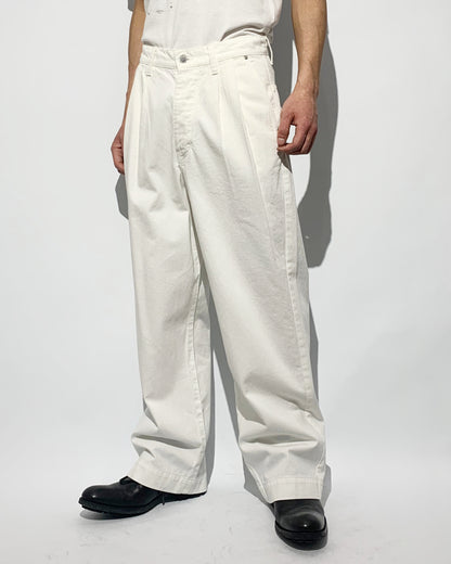 ys Yuji SUGENO / White Denim 2Tuck Wide Pants