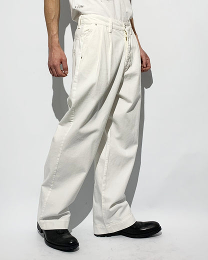 ys Yuji SUGENO / White Denim 2Tuck Wide Pants