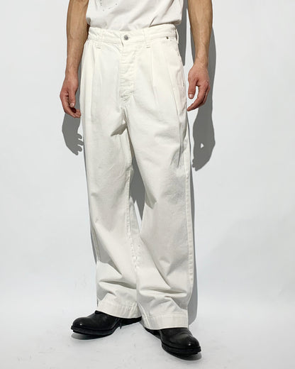 ys Yuji SUGENO / White Denim 2Tuck Wide Pants