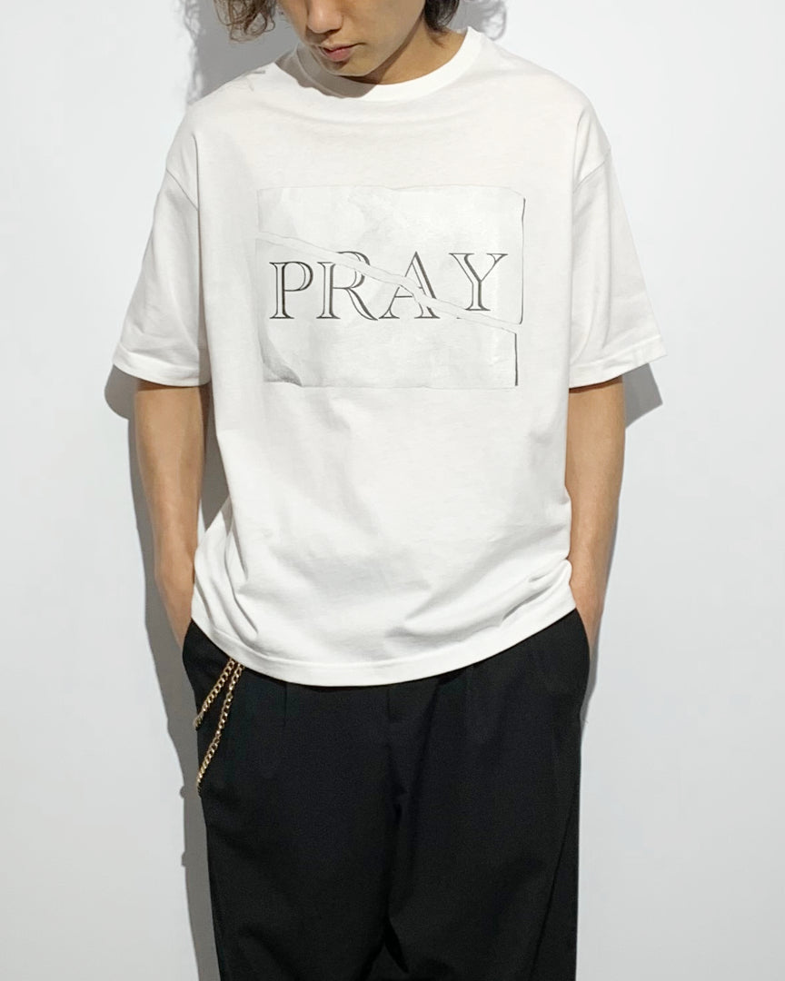 Bennu / Printed Loose Fit Tee - PRAY - WHITE
