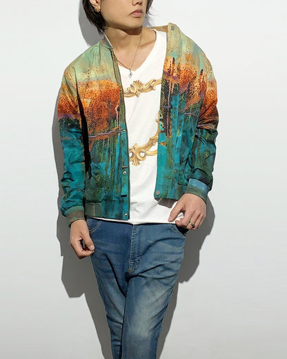 HARRISON WONG / Rust Pattern Print Bomber Jacket