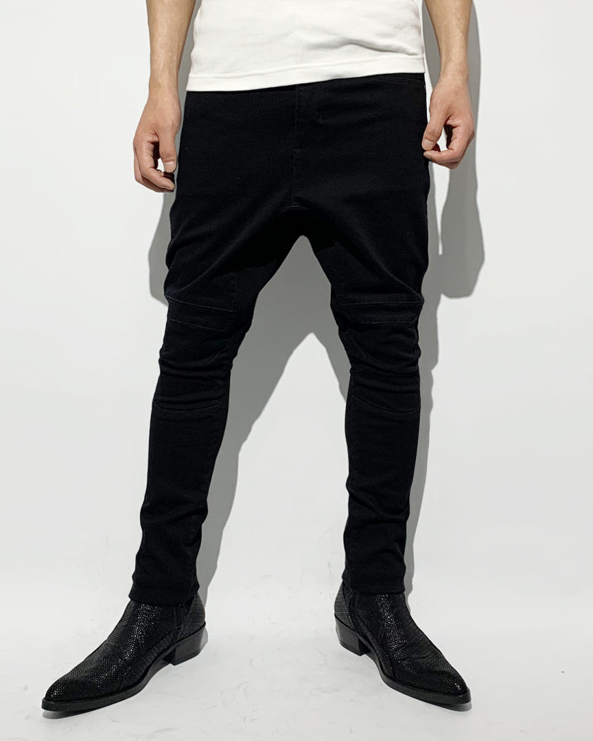 ys Yuji SUGENO / Supima Hybrid Denim Sarrouel Skinny Pants - BLACK