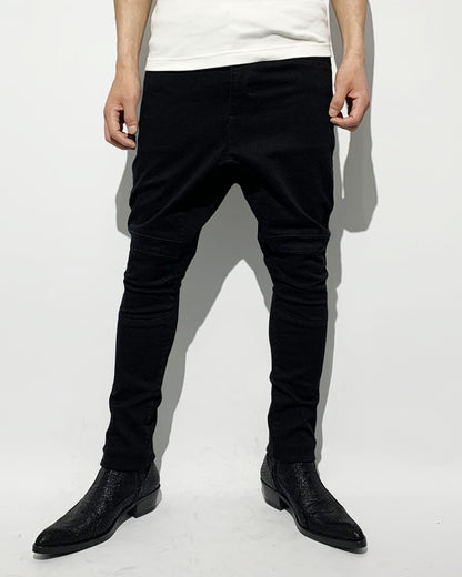 ys Yuji SUGENO / Supima Hybrid Denim Sarrouel Skinny Pants - BLACK