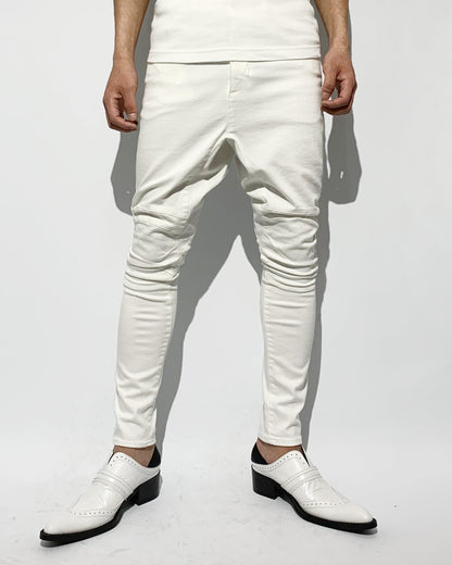 ys Yuji SUGENO / Supima Hybrid Denim Sarrouel Skinny Pants - WHITE