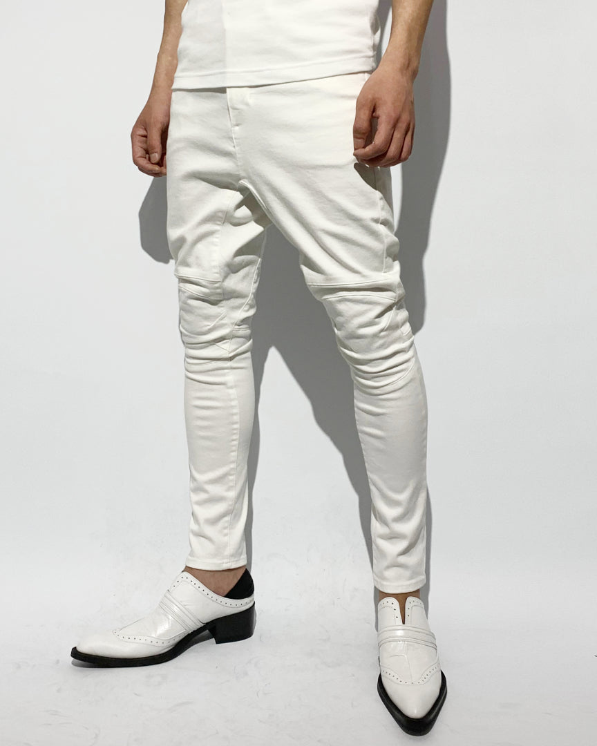 ys Yuji SUGENO / Supima Hybrid Denim Sarrouel Skinny Pants - WHITE