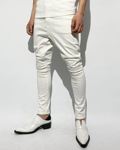 ys Yuji SUGENO / Supima Hybrid Denim Sarrouel Skinny Pants - WHITE