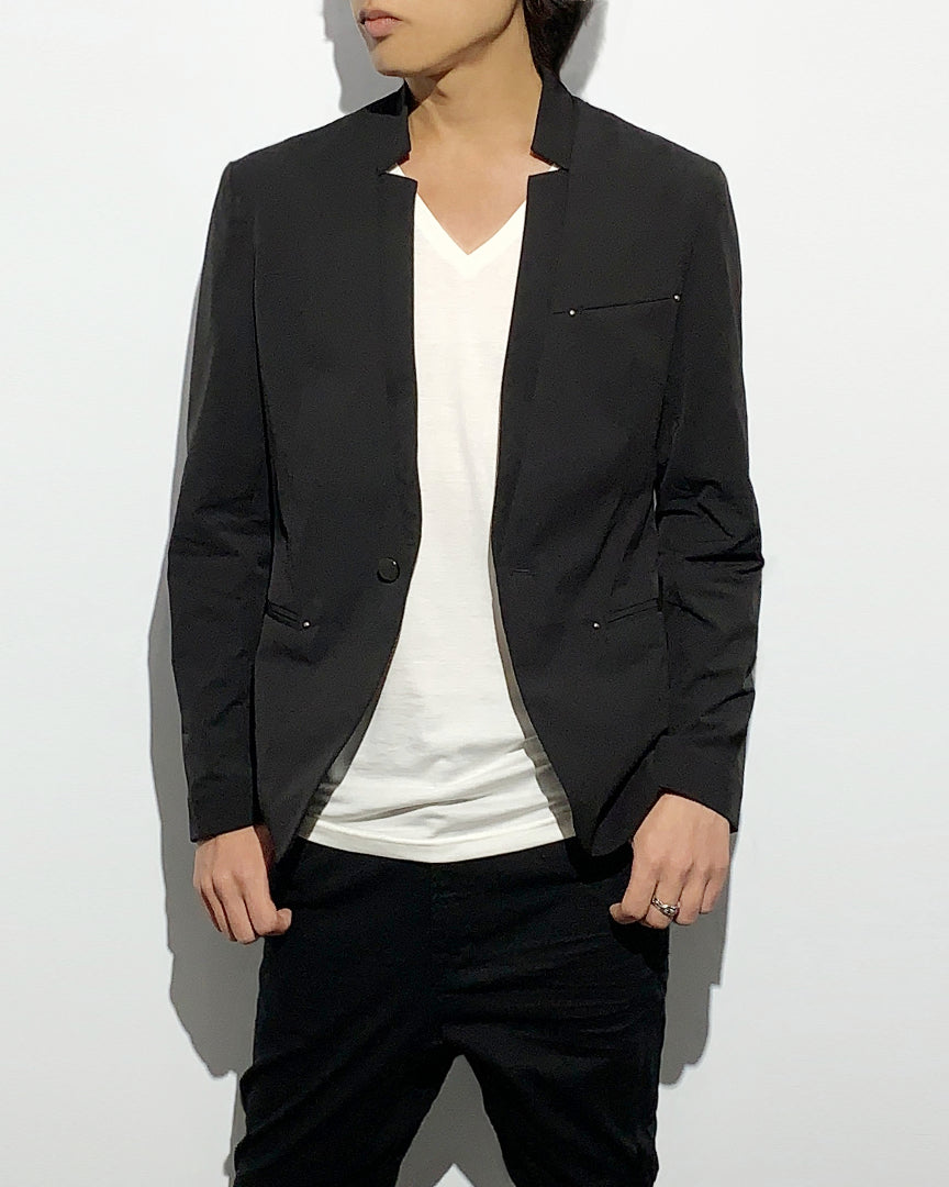 HARRISON WONG / Stand Collar Blazer With Studs - Black