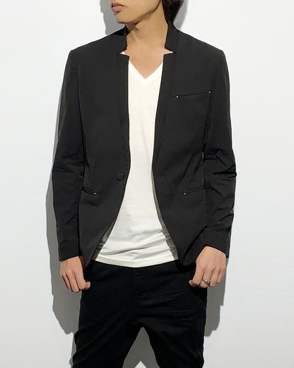 HARRISON WONG / Stand Collar Blazer With Studs - Black