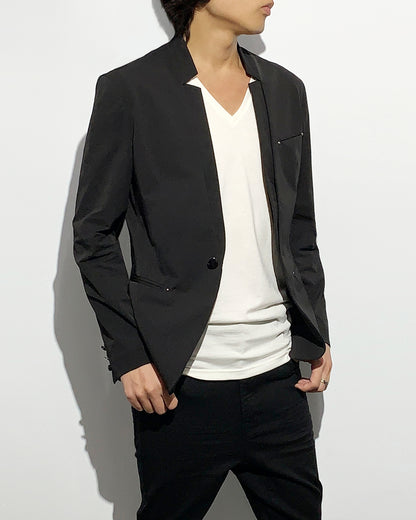 HARRISON WONG / Stand Collar Blazer With Studs - Black