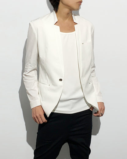 HARRISON WONG / Stand Collar Blazer With Studs - White