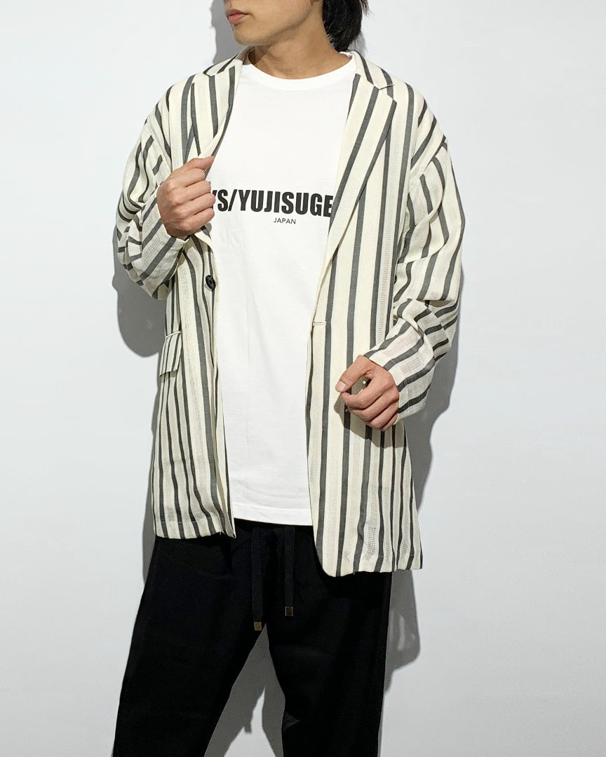 ys Yuji SUGENO / Karami Stripe Over Jacket - IVORY