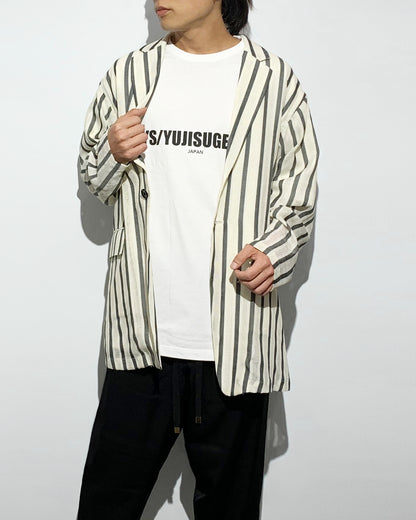 ys Yuji SUGENO / Karami Stripe Over Jacket - IVORY