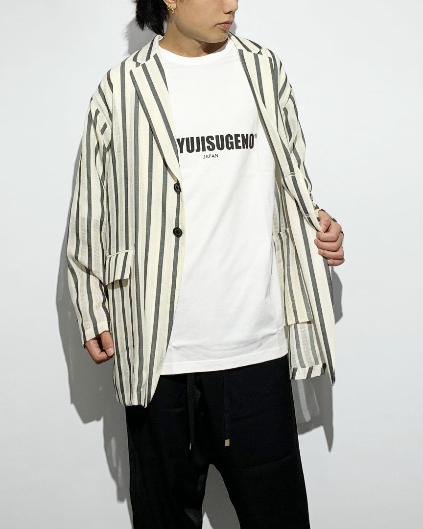 ys Yuji SUGENO / Karami Stripe Over Jacket - IVORY