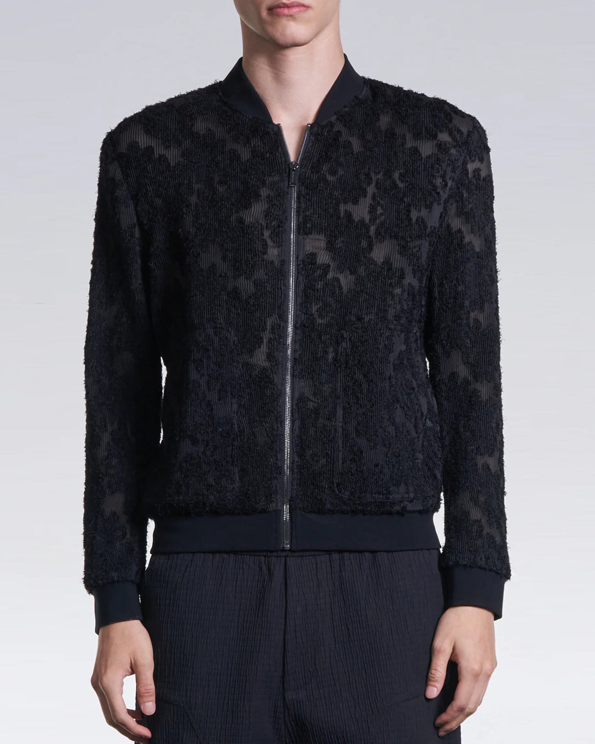 HARRISON WONG / Burnt Out Flower Pattern Pleated Jacket