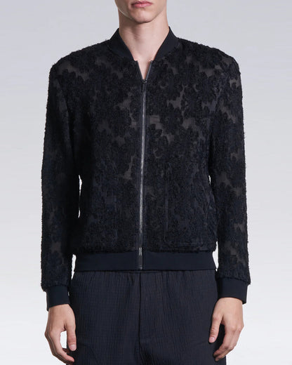 HARRISON WONG / Burnt Out Flower Pattern Pleated Jacket