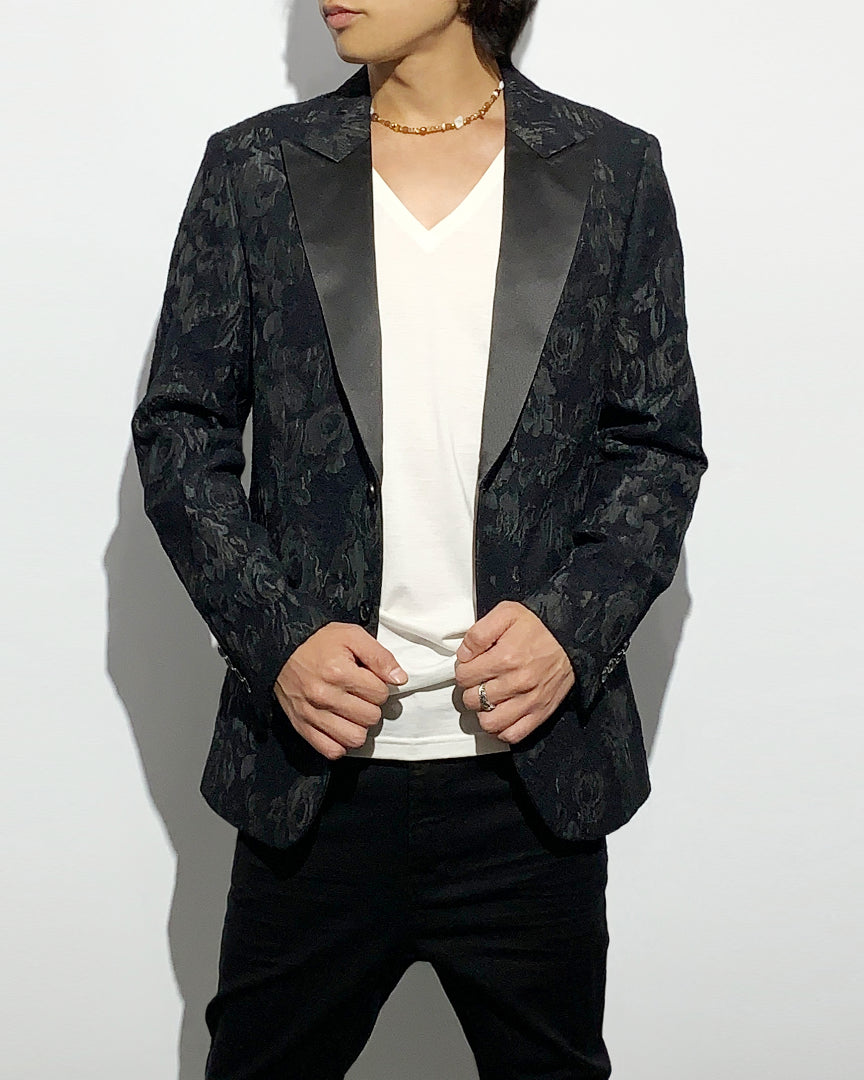HARRISON WONG / Floral Jacquard Blazer With Satin Lapel