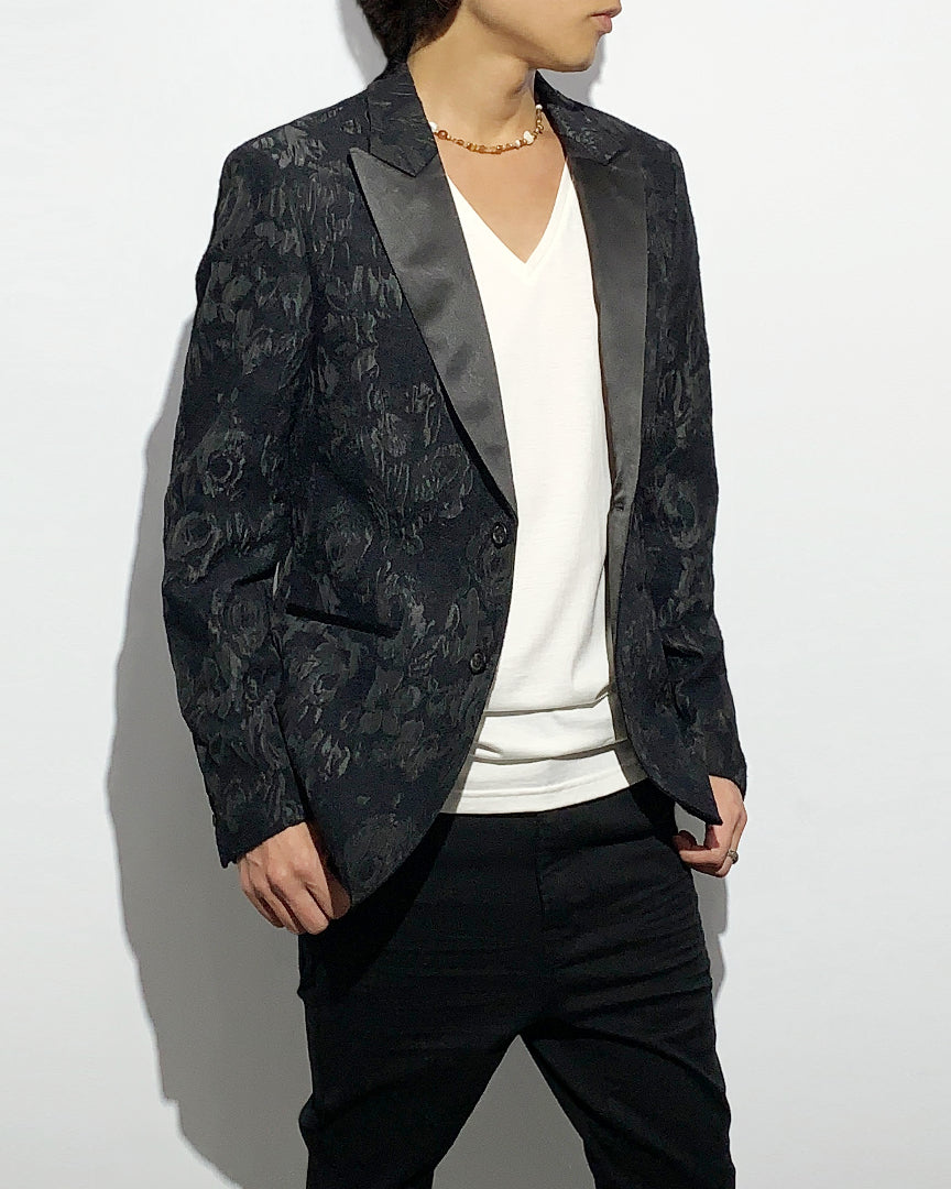 HARRISON WONG / Floral Jacquard Blazer With Satin Lapel