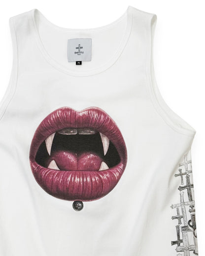 Bennu PLUS / Printed Tanktop - Love RED - WHITE