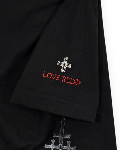 Bennu PLUS / Printed Regular Fit Tee - Love RED - BLACK
