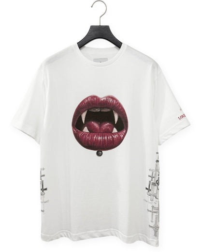 Bennu PLUS / Printed Regular Fit Tee - Love RED - WHITE