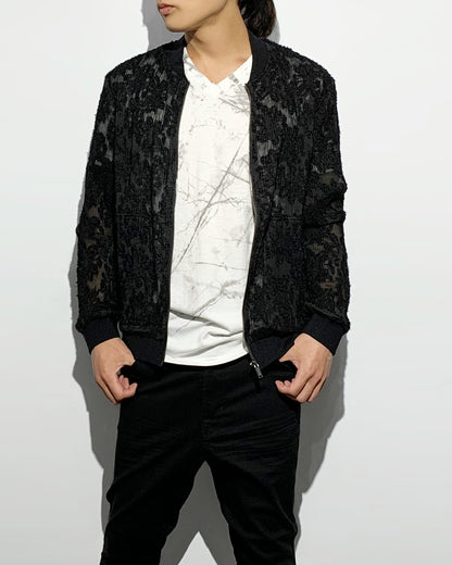 HARRISON WONG / Burnt Out Flower Pattern Pleated Jacket