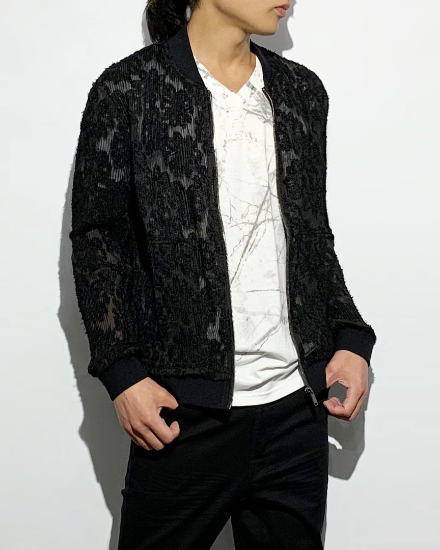 HARRISON WONG / Burnt Out Flower Pattern Pleated Jacket