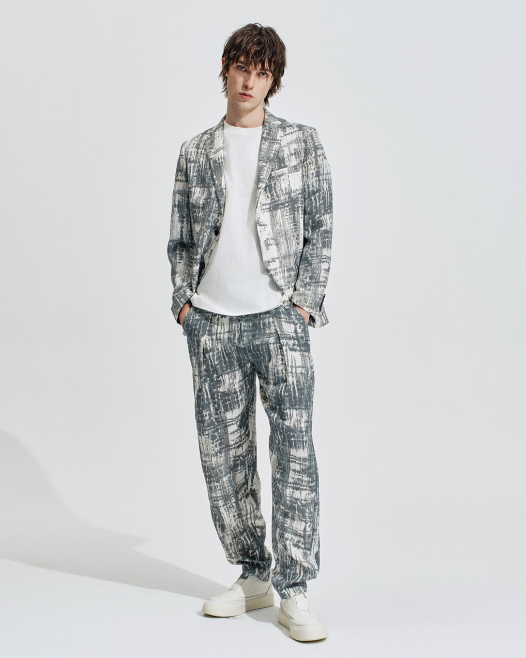 HARRISON WONG / Blurred Check Print Blazer