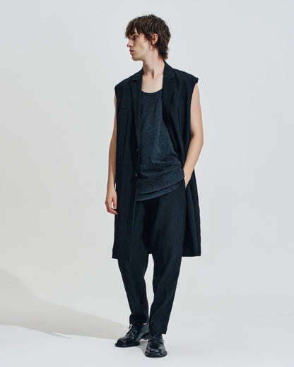 HARRISON WONG / Crepe Texture Tencel Sleeveless Long Blazer