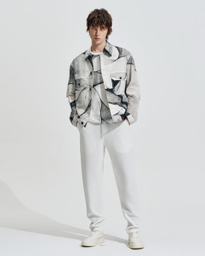 HARRISON WONG / Seersucker Jacket With Curvy Shadow Pattern - White