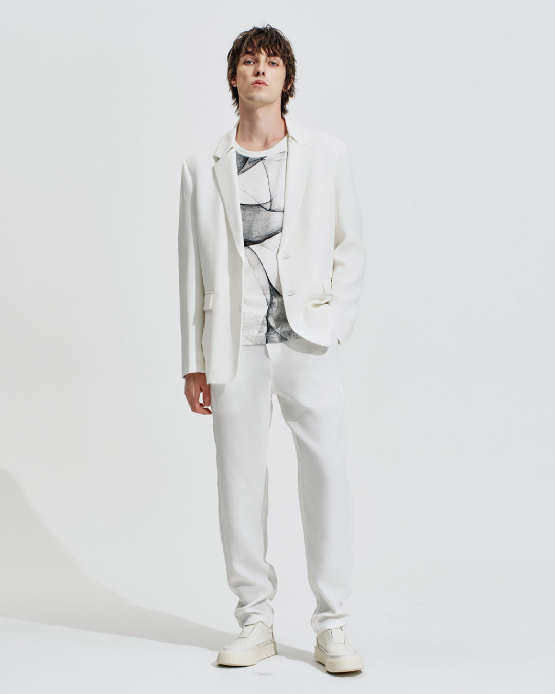 HARRISON WONG / Acetate Boxy Blazer With Bartack Collar