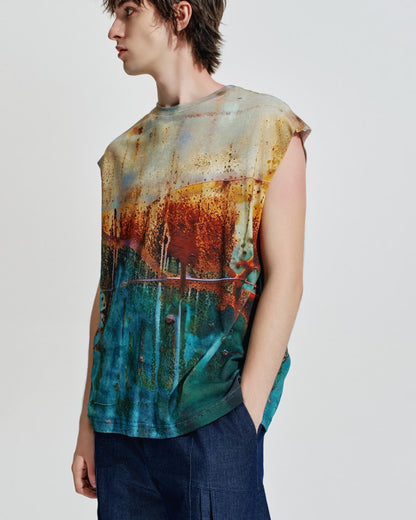 HARRISON WONG / Rust Pattern Sleeveless Print Tee