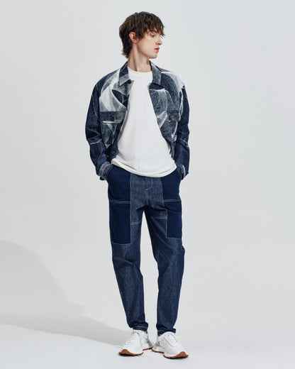 HARRISON WONG / Light Denim Jacket With Curvy Shadow Print