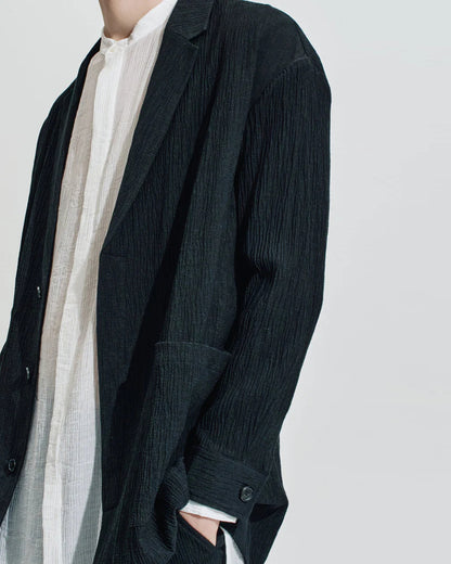 HARRISON WONG / Smocking Textured Long Blazer